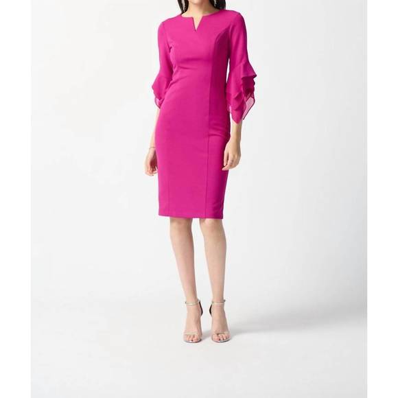 NEW JOSEPH RIBKOFF ruffle sleeve sheath dress in opulence - Picture 2 of 3